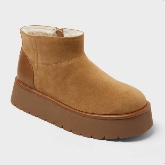 wild fable Shoes - Women’s Missy Faux Suede Boots with Memory Foam Insole -Chestnut Tan  sz 12 NWT